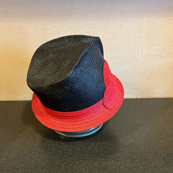 New Black with red trim, 100% natural straw Ophelie hat main image 3
